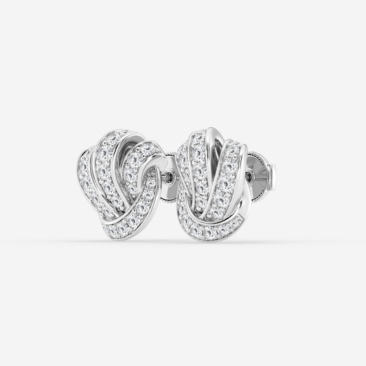 1 1/2 ctw Round Lab Grown Diamond Pave Knot Stud Earrings Platinum, DE, VS1