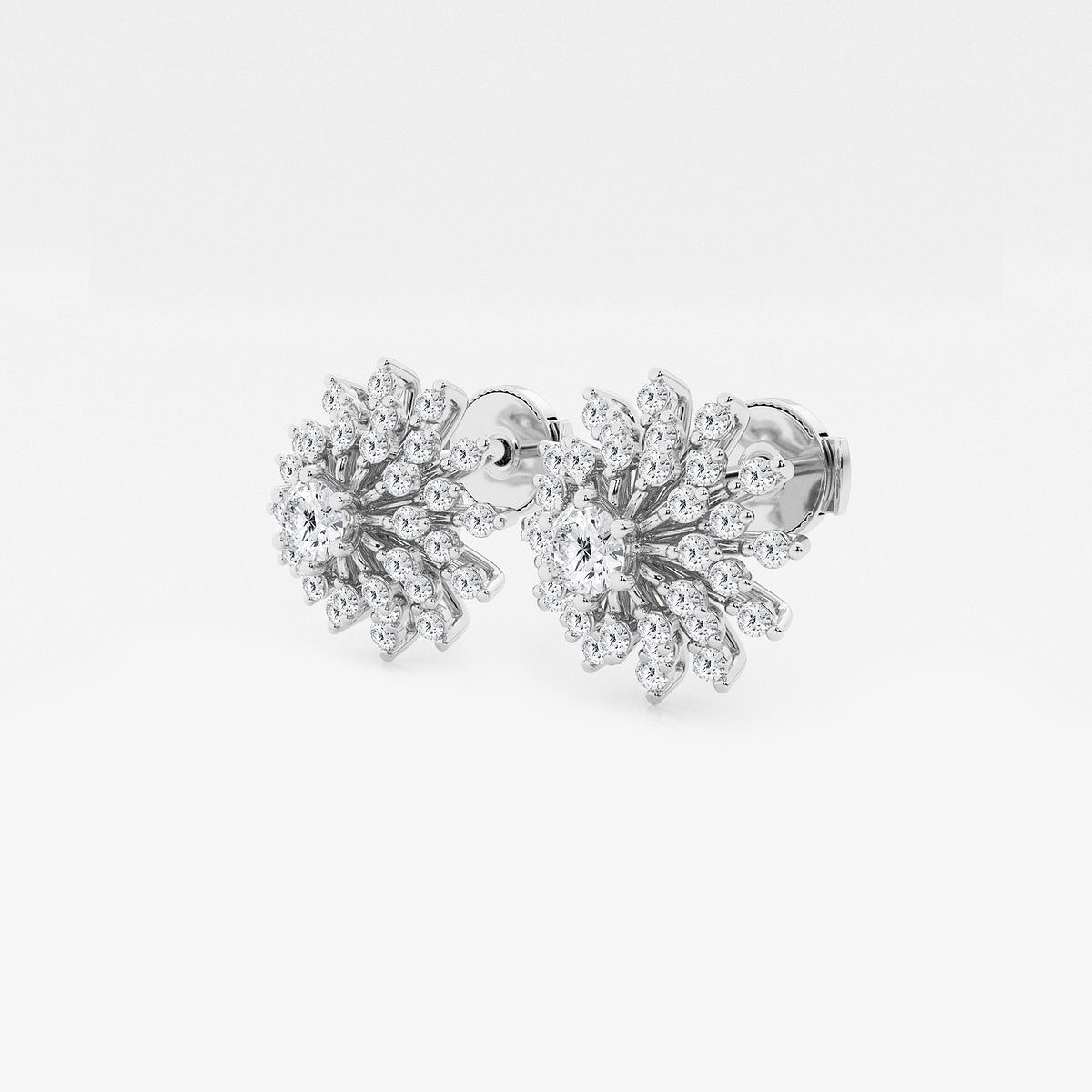 1 ctw Round Lab Grown Diamond Sunburst Earrings Platinum, DE, VS1