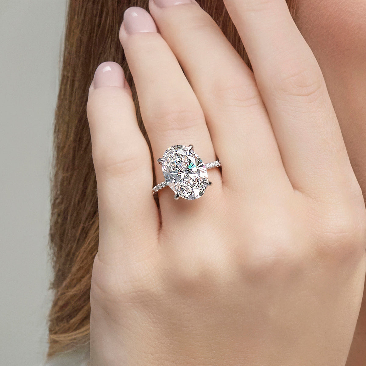 Addison Oval Diamond Scalloped Classic Pavé Solitaire in Platinum - 6.2 CTW