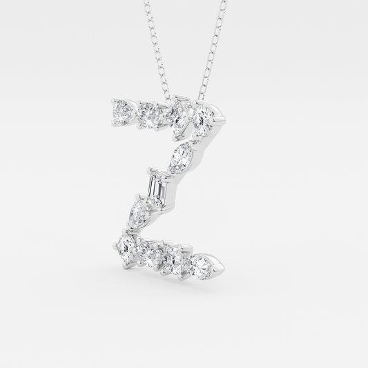 Mosaic Multi-Shape Diamond Initial Z Pendant