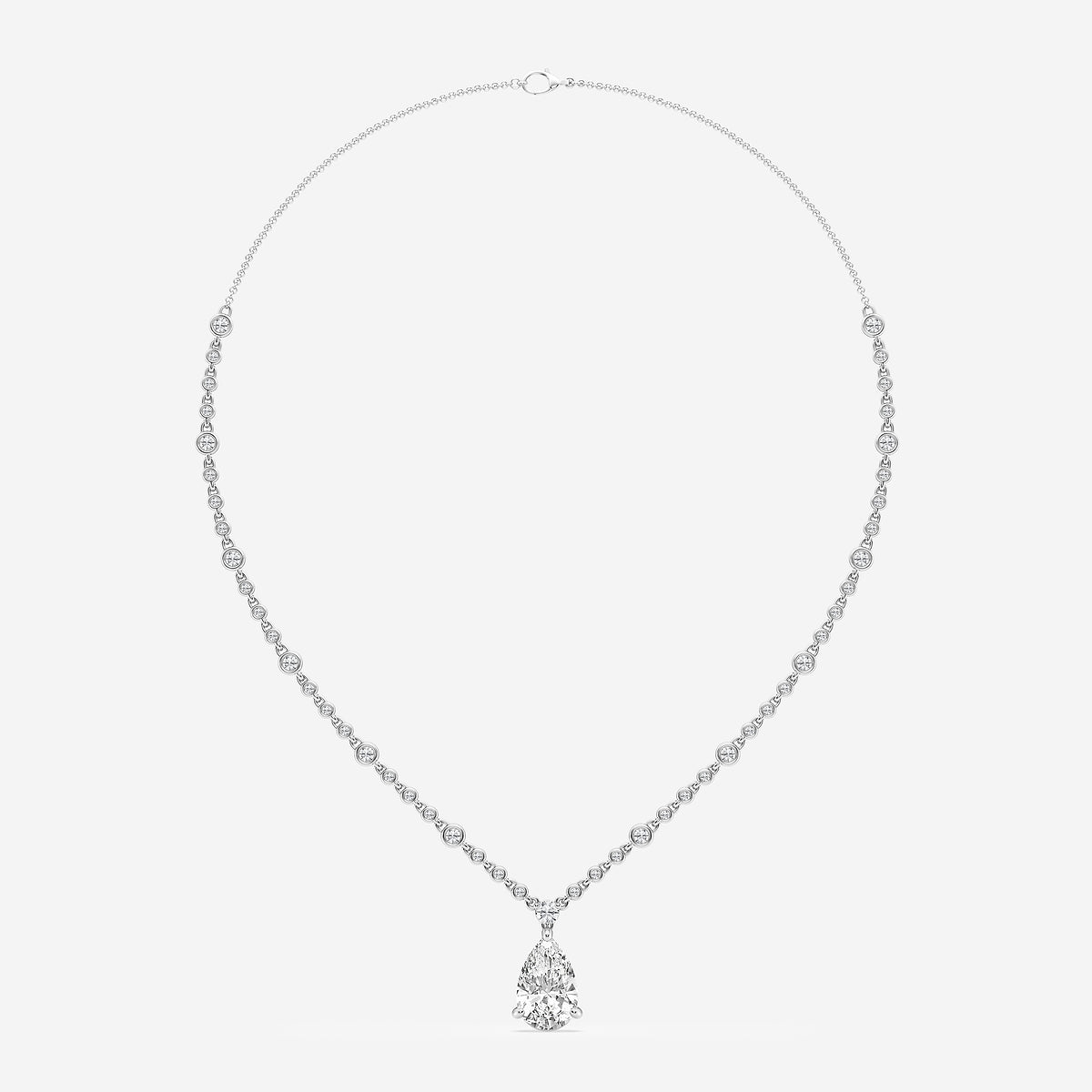 Pear Diamond Fashion Necklace in 14K White Gold - 8 CTW | E, VS1 | IGI Certified
