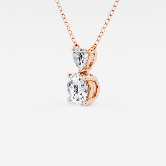 Toi Et Moi Heart & Round Diamond Pendant in 14K Rose Gold - 1.33 CTW | E, VS1