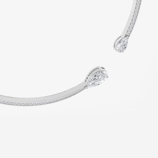 12 ctw Pear Lab Grown Diamond Open Pave Necklace 14K White Gold, E, VS1