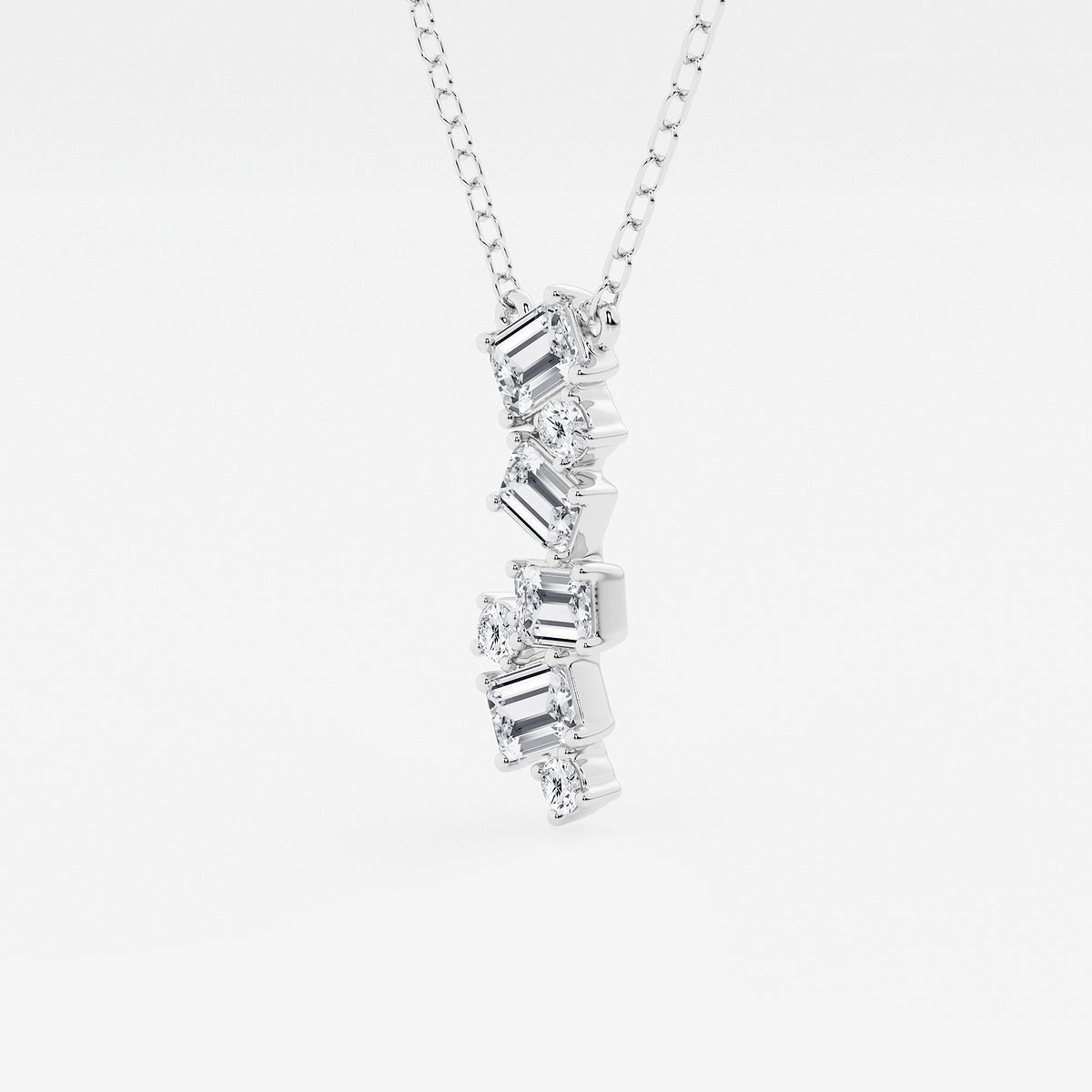 Emerald & Round Diamond Cascade Pendant in Platinum - 0.49 CTW | DE, VS1