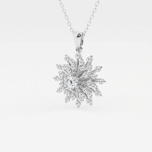 Round Diamond Sunburst Pendant