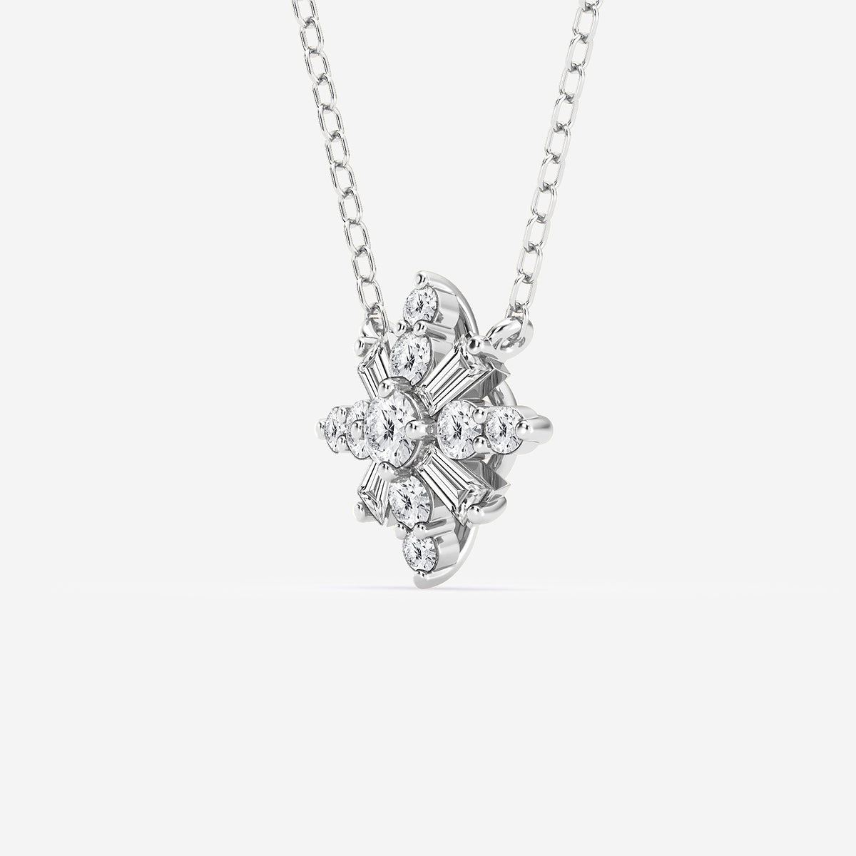Snowflake Pendant with Adjustable Chain in Platinum