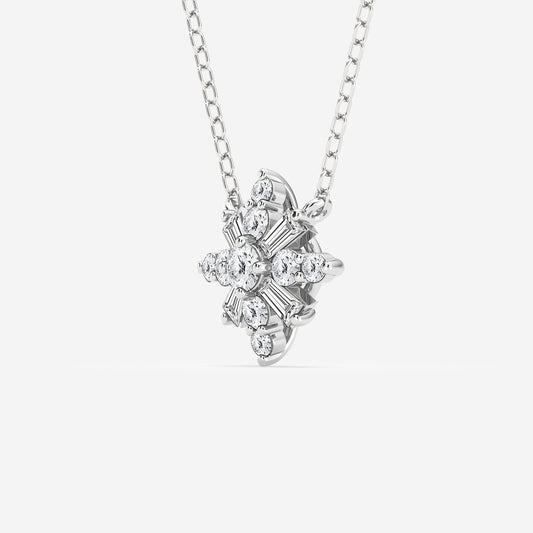 Snowflake Pendant with Adjustable Chain in Platinum