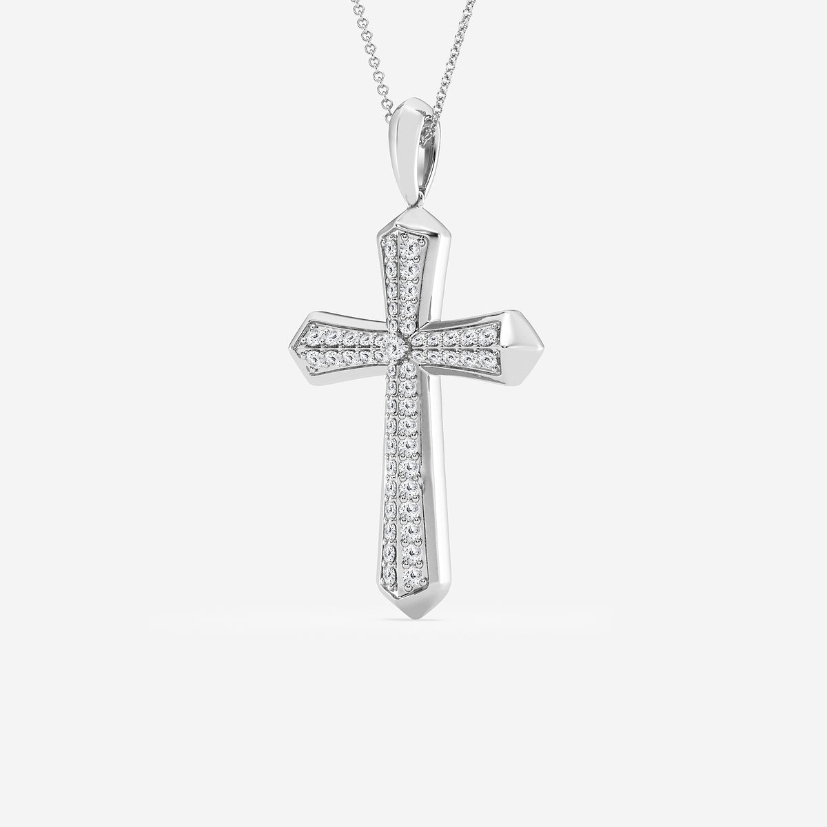 Diamond Double Row Cross Pendant