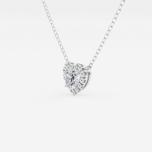 1/2 ctw Heart Lab Grown Diamond Halo Pendant Platinum, DE, VS1| 2/5 ct Center