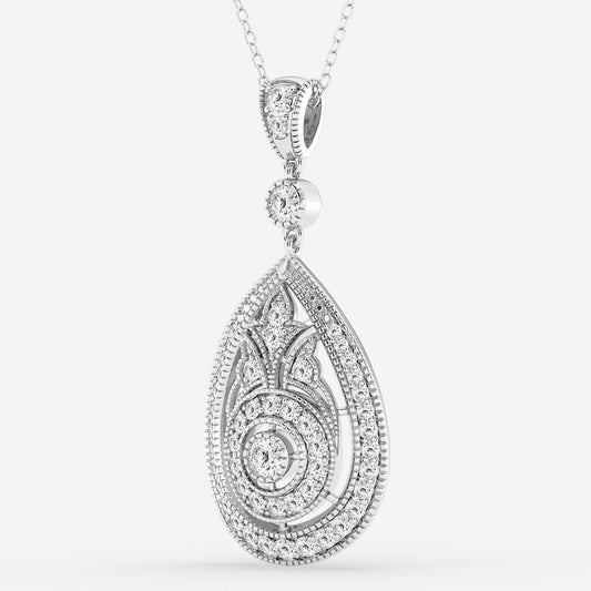 Round Diamond Vintage Pendant in Platinum - 1 CTW | DE, VS1