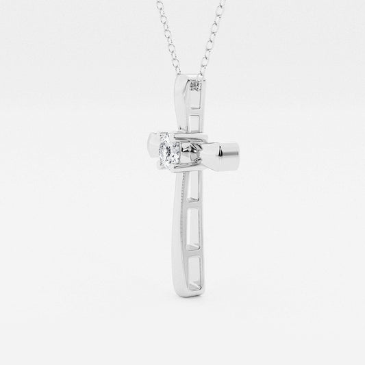 Round Diamond Solitaire Cross Pendant