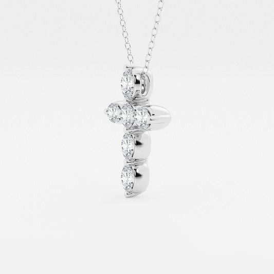 Round & Oval Diamond Floating Cross Pendant