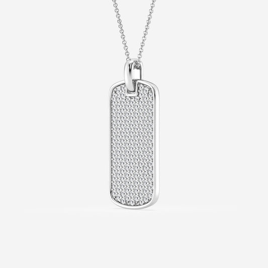 Diamond Tag Pendant in Sterling Silver