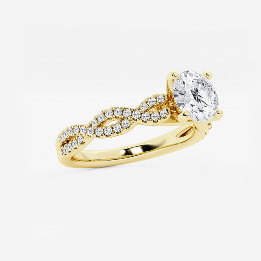 Audrey Round Diamond Double Twist Engagement Ring in 14K Yellow Gold - 1.25 CTW