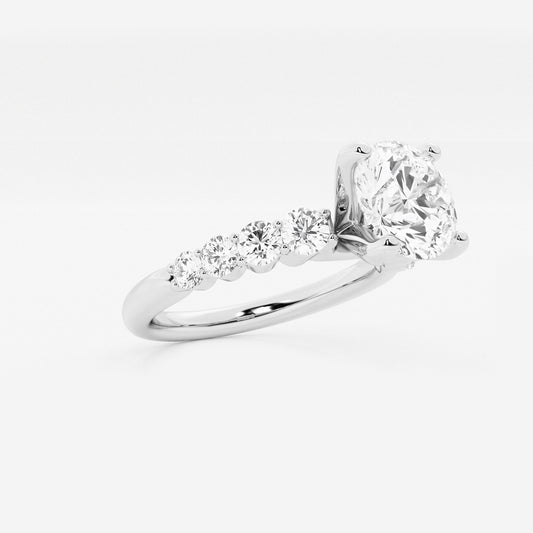 Amelia Round Diamond Graduated Engagement Ring in 14K White Gold - 2 CTW