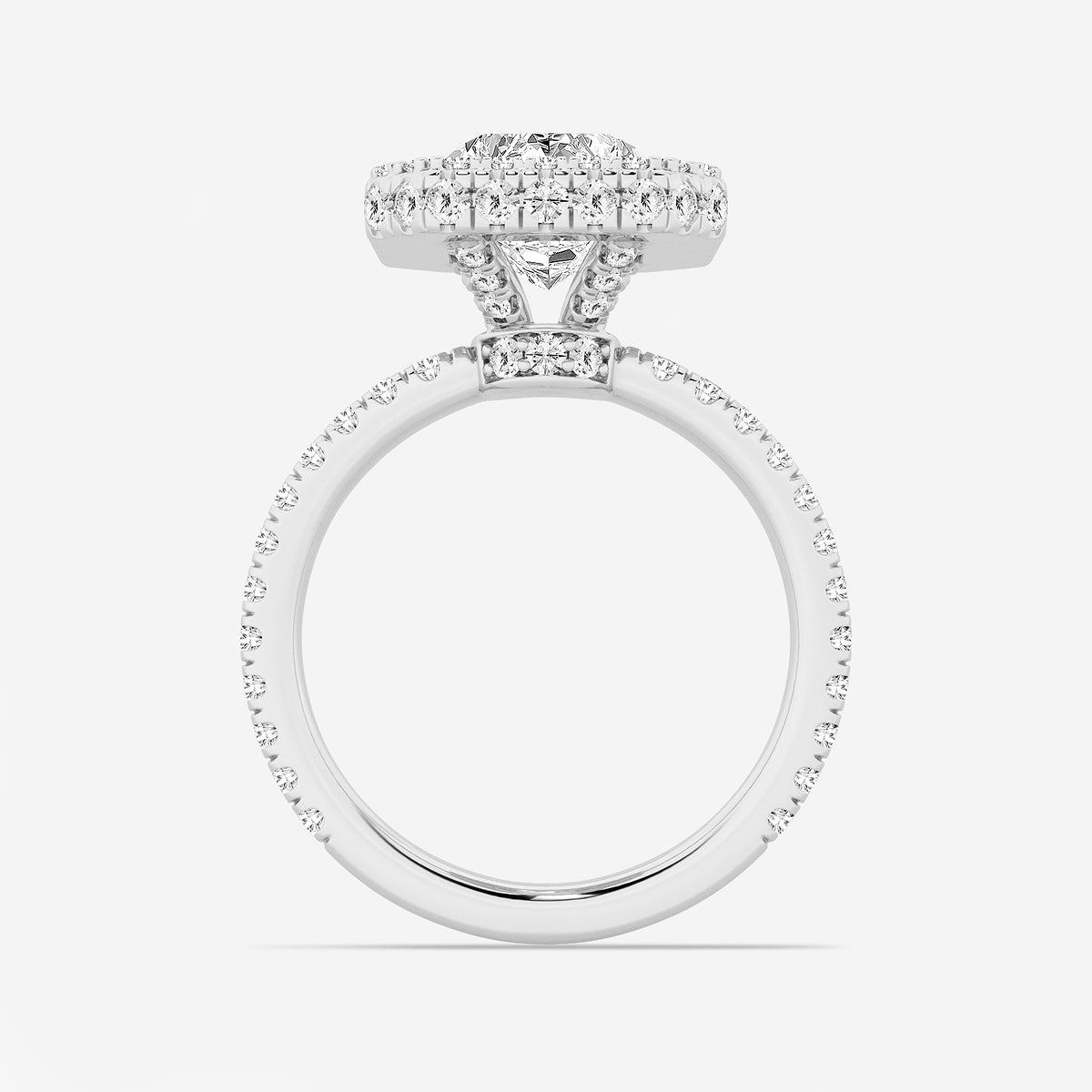 Rigel Radiant Diamond Micro Pavé Halo Engagement Ring in Platinum - 5 CTW