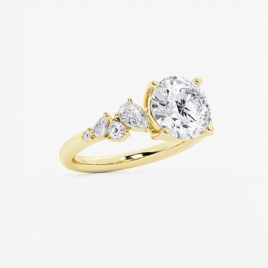 Nina Round Diamond Side Stone Engagement Ring in 14K Yellow Gold - 3.5 CTW
