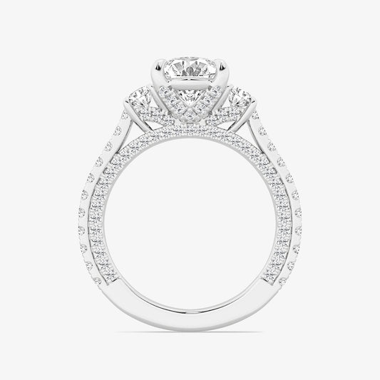 Hyacinth Oval Diamond Three Stone Ring in 14K White Gold - 4.5 CTW
