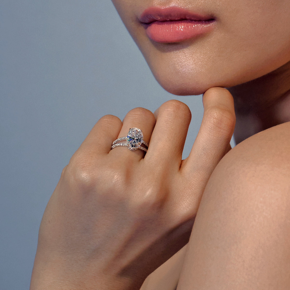 Alina Oval Lab Grown Diamond Split Shank Engagement Ring