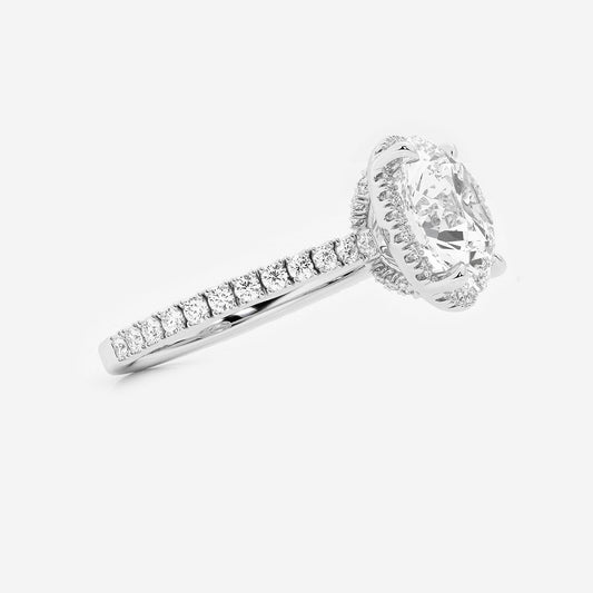 Suan Round Diamond Side Stone Engagement Ring in 18K White Gold - 3.5 CTW