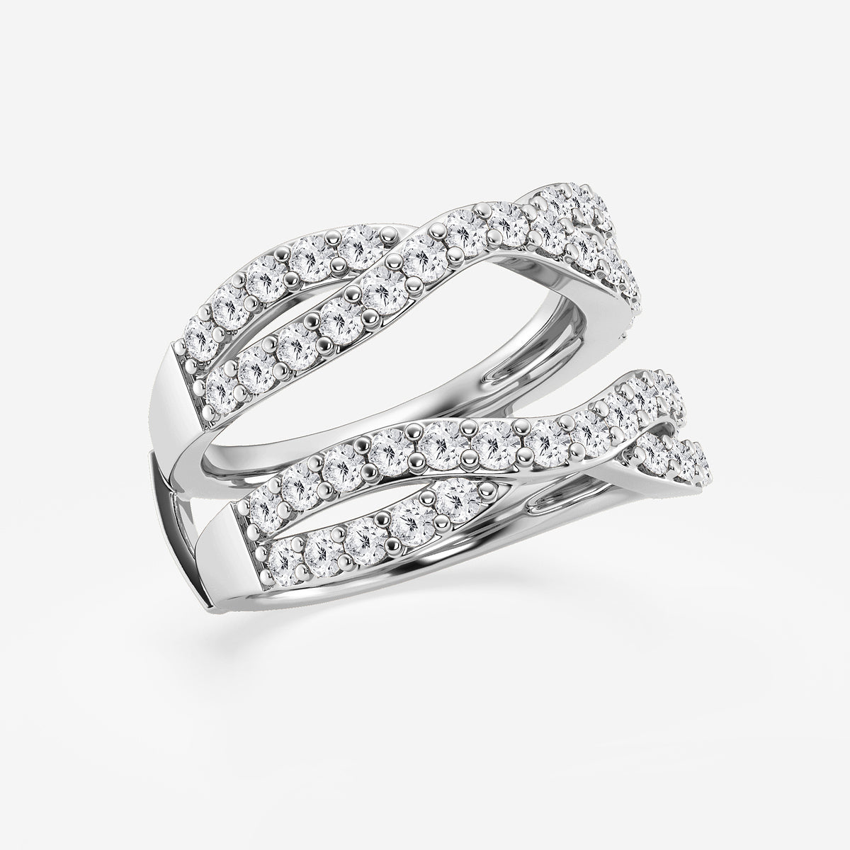 Vera 1 1/2 ctw Round Lab Grown Diamond Crossover Ring Enhancer 14K White Gold, DE, VS1