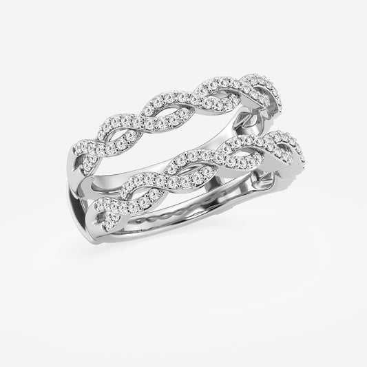 June 1/2 ctw Round Lab Grown Diamond Braided Ring Enhancer 14K White Gold, DE, VS1