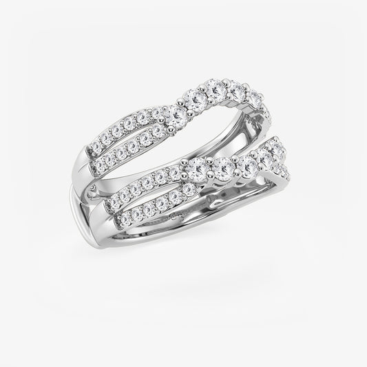 Camila 1 ctw Round Lab Grown Diamond Graduated Crossover Ring Enhancer 14K White Gold, DE, VS1