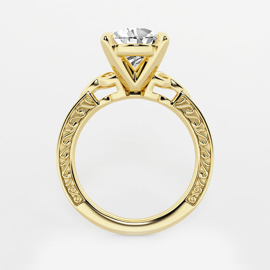 Julian Pear Diamond Celtic Side Stone Ring in 14K Yellow Gold - 3.05 CTW