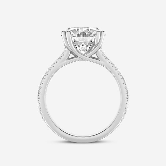Oval Diamond Double Heart Prong Split Shank Ring in Platinum - 5.33 CTW