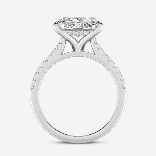 Angie Radiant Diamond Side Stone Engagement Ring