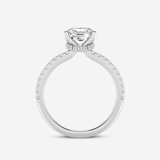 Zenobia Cushion Diamond Hidden Halo Engagement Ring