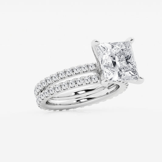 Maya Princess Diamond Split Double Band Eternity Ring in Platinum - 6.2 CTW