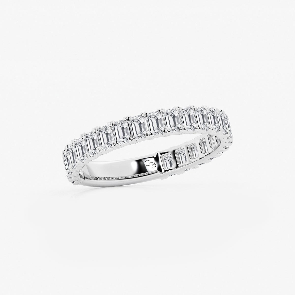 Gianna 1 1/2 ctw Emerald Lab Grown Diamond Three Quarter Eternity Wedding Band 14K White Gold, DE, VS1