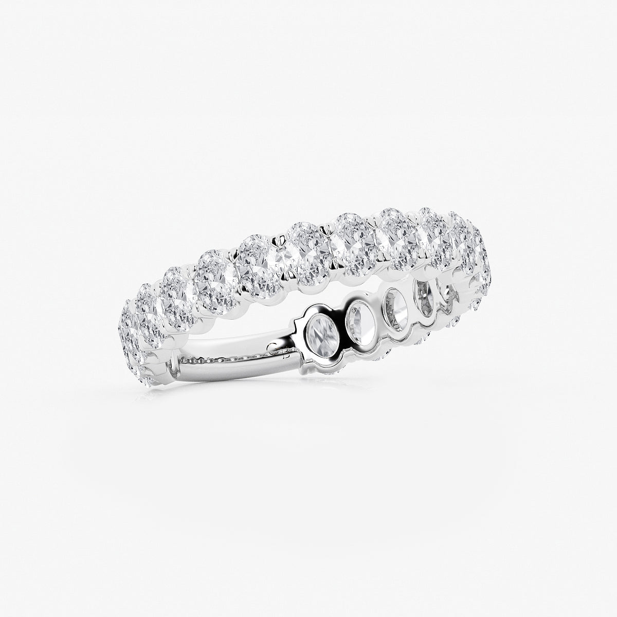 2 ctw Oval Lab Grown Diamond Three Quarter Eternity Wedding Band Platinum, DE, VS1