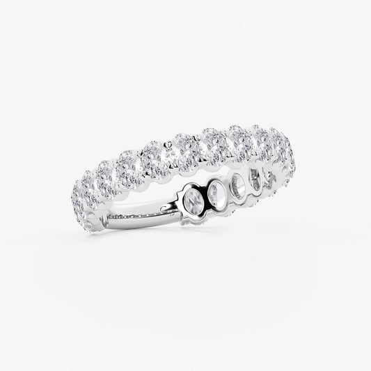 2 ctw Oval Lab Grown Diamond Three Quarter Eternity Wedding Band Platinum, DE, VS1