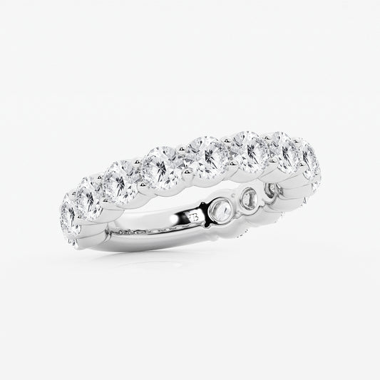 Pamela 4 ctw Round Lab Grown Diamond Three Quarter Eternity Shared Prong Wedding Band Platinum, DE, VS1