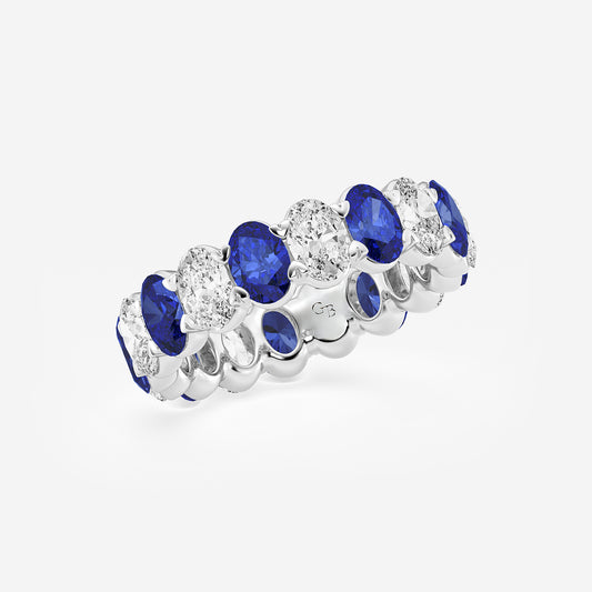 Giselle 5.2x3.6 mm Oval Cut Created Sapphire and 2 5/8 ctw Oval Lab Grown Diamond Eternity Band - 5mm Width Platinum