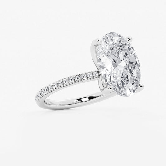 Addison Oval Diamond Scalloped Classic Pavé Solitaire in Platinum - 6.2 CTW