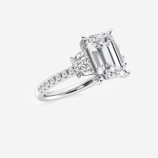 Gia Emerald Diamond Three Stone Engagement Ring in Platinum - 6.18 CTW