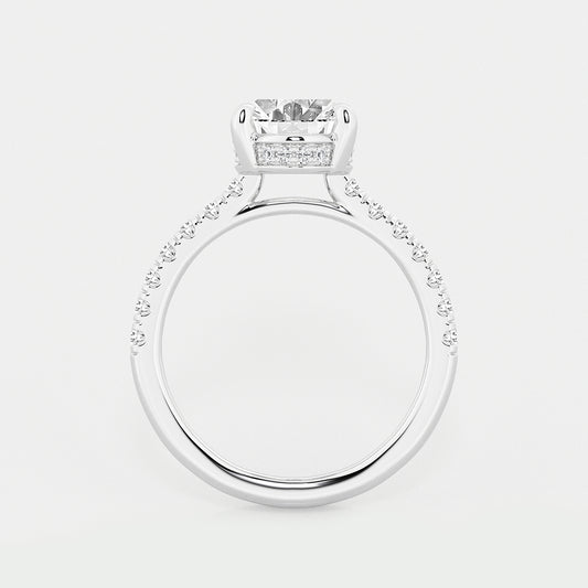 Veil Oval Diamond Hidden Halo Bridal Set in Platinum - 3.75 CTW