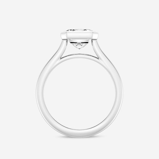 Emerald Diamond Bezel Set Solitaire Engagement Ring in Platinum - 5 CTW