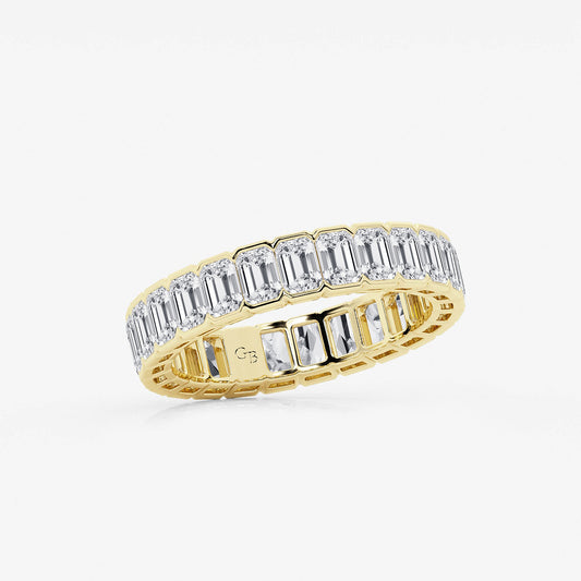 Danielle 3 ctw Emerald Lab Grown Diamond Half Bezel Eternity Band - 4.2mm Width 14K Yellow Gold, DE, VS1