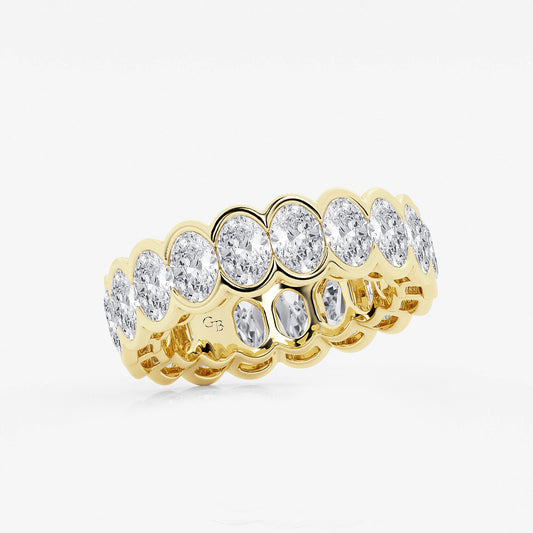 Noa 5 ctw Oval Lab Grown Diamond Half Bezel Eternity Band - 6.7mm Width 14K Yellow Gold, DE, VS1