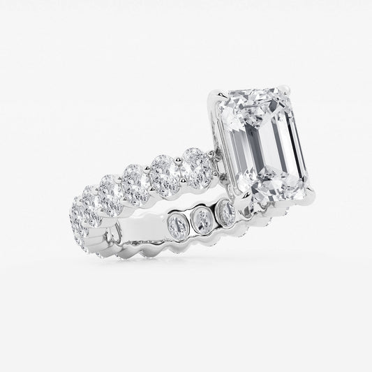 Elsie Emerald Diamond Eternity Engagement Ring in Platinum - 7.33 CTW
