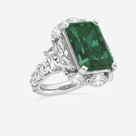Orchid Radiant Emerald Statement Ring with Diamond Accents