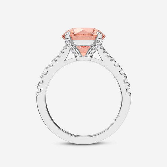 Abigail Fancy Pink Round Diamond Split Shank Ring in Platinum