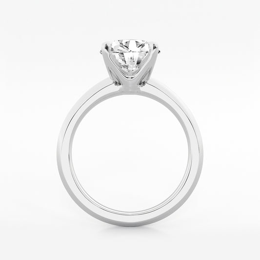 Juno Round Diamond Knife Edge Solitaire Ring in 14K White Gold - 2.5 CTW