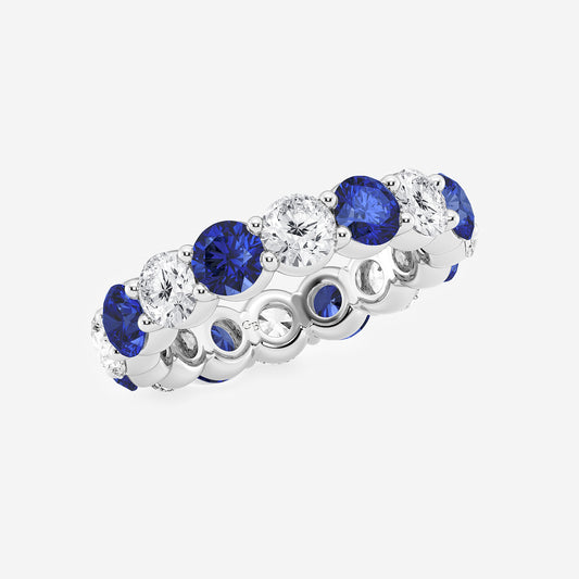 Indira 4.4 mm Round Cut Created Sapphire and 2 2/3 ctw Round Lab Grown Diamond Eternity Band - 4.5mm Width Platinum