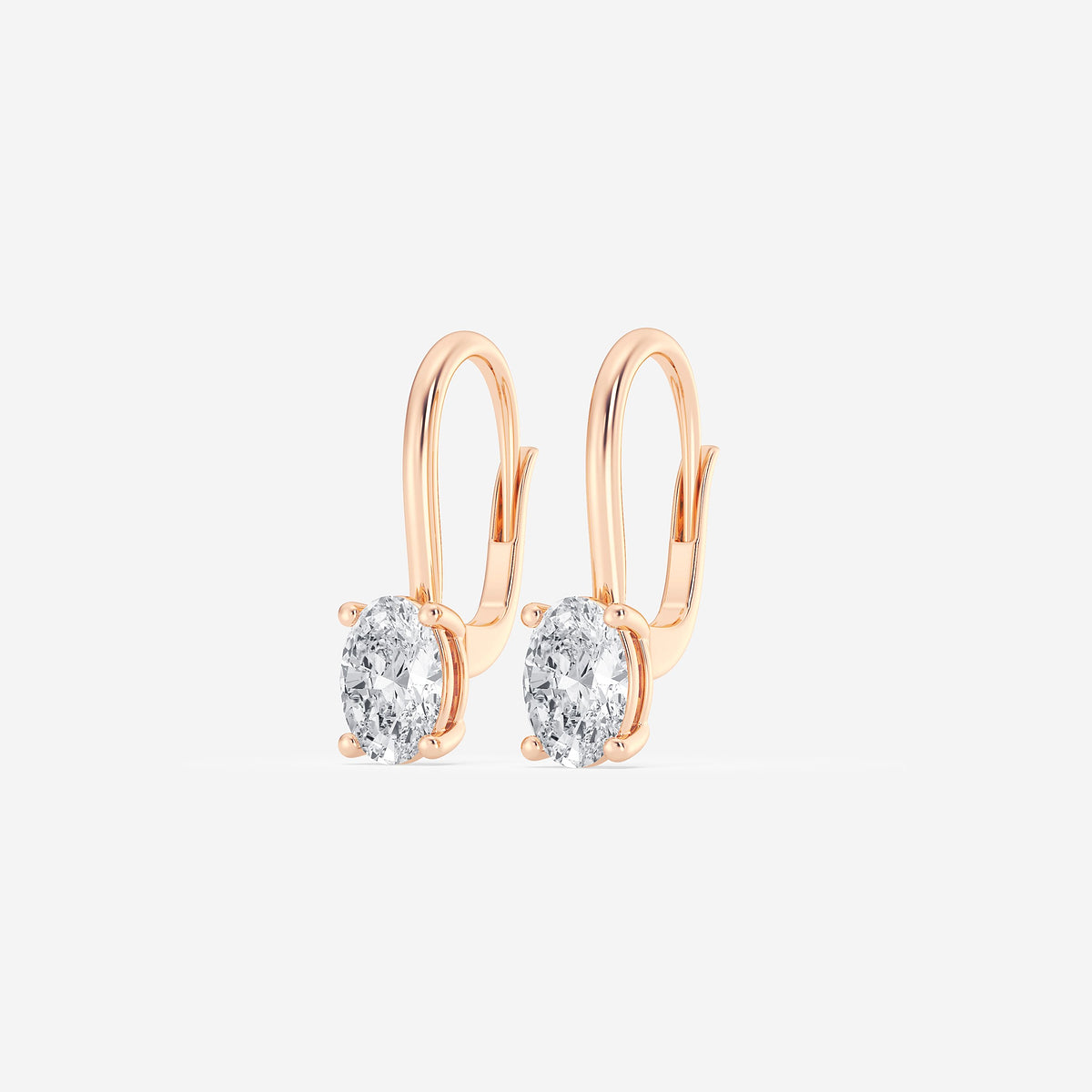 2 ctw Oval Lab Grown Diamond Earrings 14K Rose Gold, E, VS1