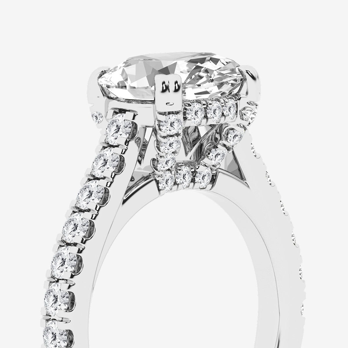 Secret Oval Diamond Hidden Halo Engagement Ring